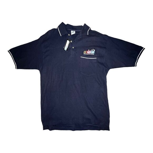 Kudzu Vintage Nascar Mens Polo Shirt Pocket Navy Medium New - Picture 2 of 6